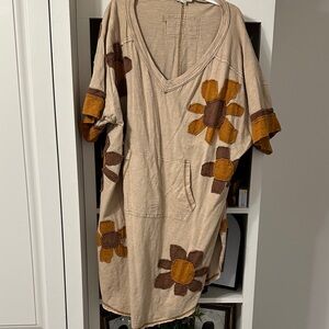 Floral Beige and Brown Tunic Dress